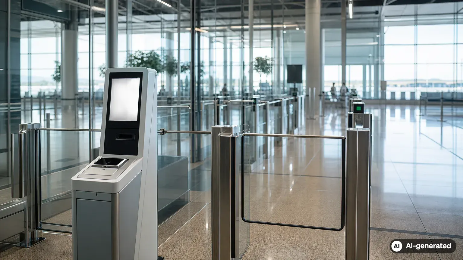 Electronic gate at a modern airport border control (AI-generated)